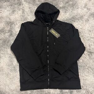 Members Only Sherpa Lined Full Zip Hoodie Black Men’s 2XL Heavyweight Fleece New